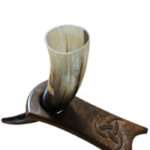 HR59 Drinking Horn with Wooden Stand