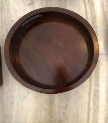 Dark Brown Round Shape wooden Tray