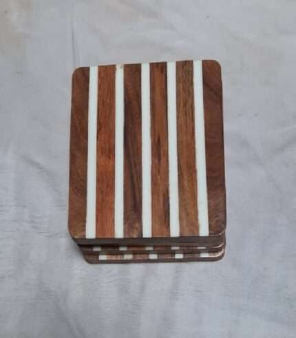 Table Coaster Designed in White & Brown Color