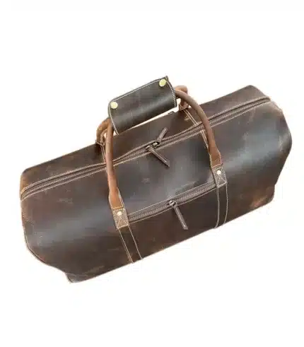 Waxy crunchy duffle luggage leather bag