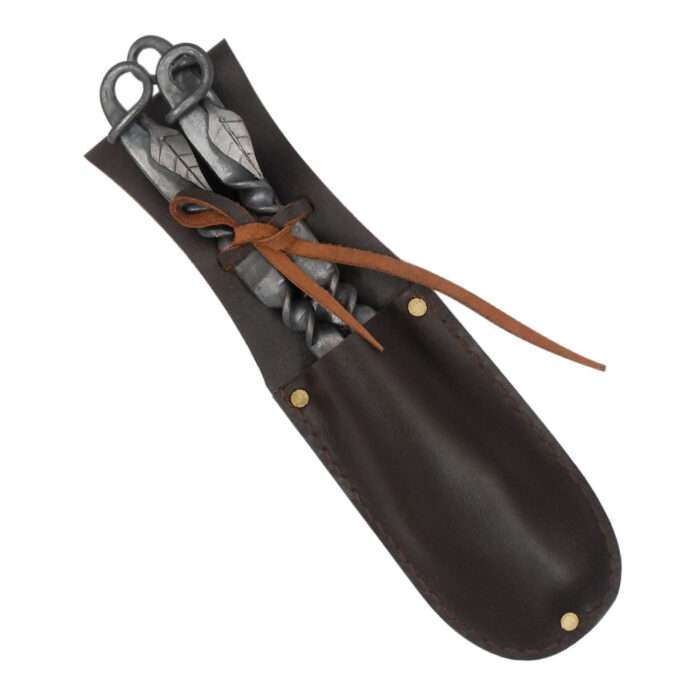DS01 Medieval Inspired Outdoor Camping Dinnerware Utensil Set - Leather Carrying Case Included DS01 Medieval Inspired Outdoor Camping Dinnerware Utensil Set