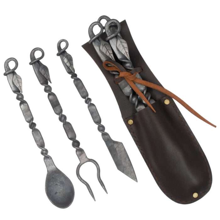 DS01f Medieval Inspired Outdoor Camping Dinnerware Utensil Set - Leather Carrying Case Included DS01 Medieval Inspired Outdoor Camping Dinnerware Utensil Set - Image 7