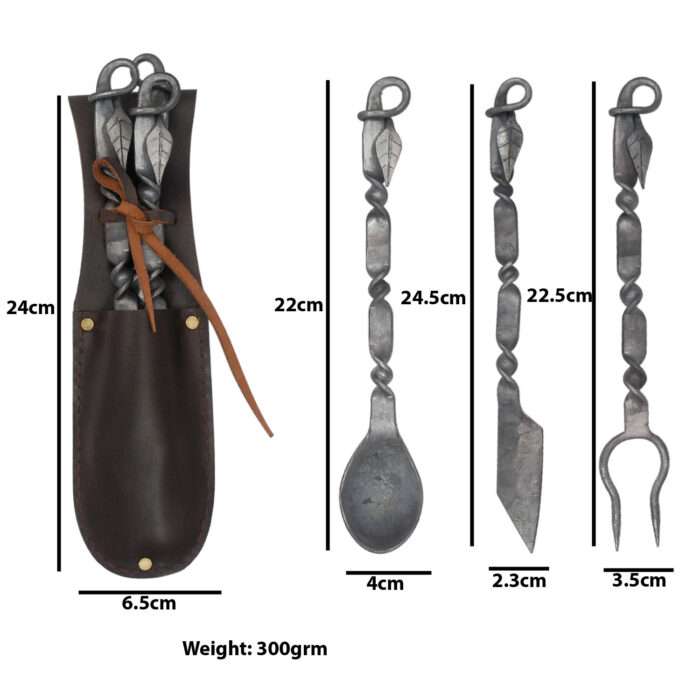 DS01g Medieval Inspired Outdoor Camping Dinnerware Utensil Set - Leather Carrying Case Included DS01 Medieval Inspired Outdoor Camping Dinnerware Utensil Set - Image 8