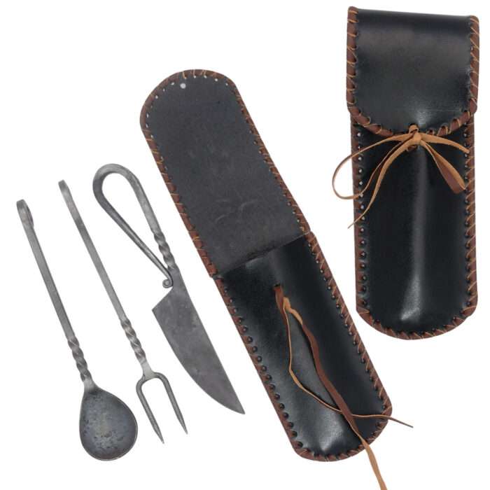 DS02f Medieval Inspired Outdoor Camping Dinnerware Utensil Set - Leather Carrying Case Included DS02 Medieval Inspired Outdoor Camping Dinnerware - Image 7