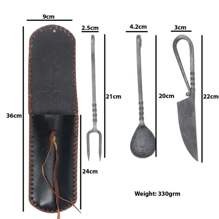 DS02g Medieval Inspired Outdoor Camping Dinnerware Utensil Set - Leather Carrying Case Included DS02 Medieval Inspired Outdoor Camping Dinnerware - Image 8