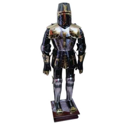 J99 Medieval Knight Suit Rust Black & Gold Temper Armor