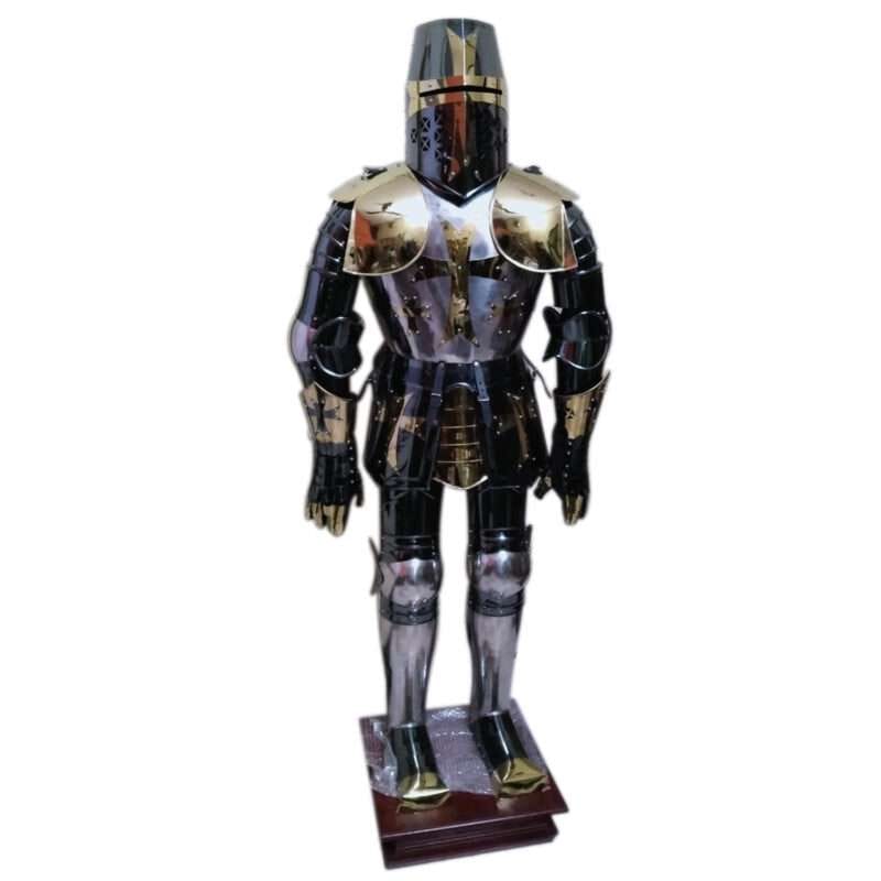 J99 Stainless Armor Medieval Knight Suit Full Body Wearable Free Rust Black Gold Templar Combat Armour