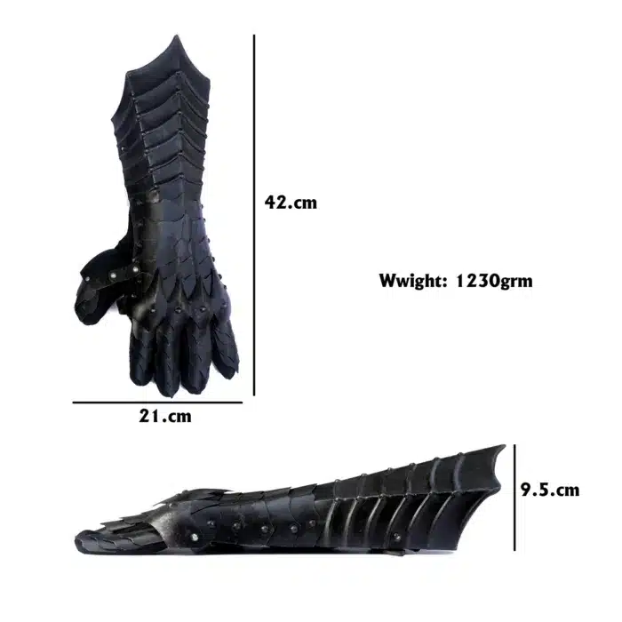 MRG01 Medieval Black Antique Finish Gauntlet (glove) - Image 6
