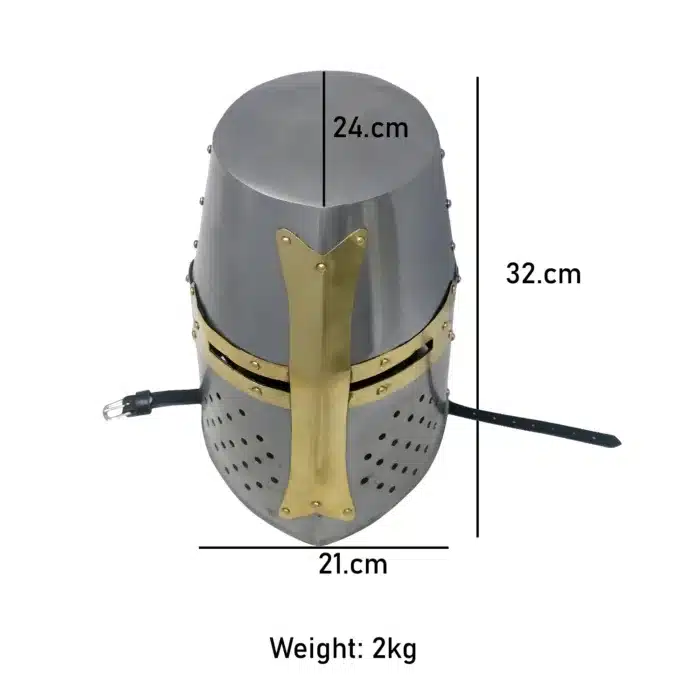 MRH03c Crusader Knight Helmet with Brass Cross MRH03 Crusader Knight Helmet with Brass Cross - Image 4
