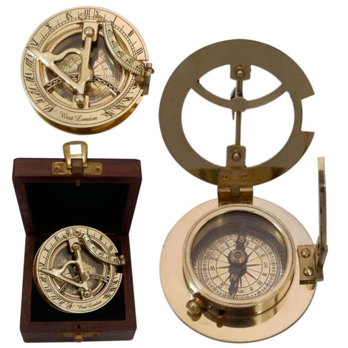 MRN05 Authentic Wintage Style Brass Pocket Sun Dial Campass - Image 6