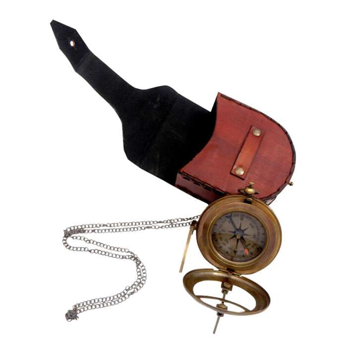 MRN06 Authentic Wintage Style Brass Pocket Sun Dial Campass - Image 2