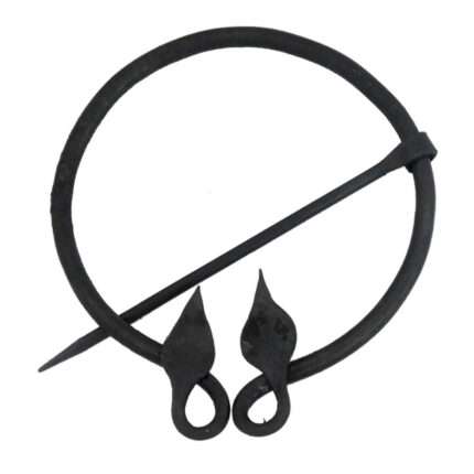 MRPin01 Hand-Forged Black Iron Double Leaf Brooch