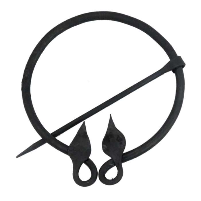 MRPin01 Hand-Forged Black Iron Double Leaf Brooch