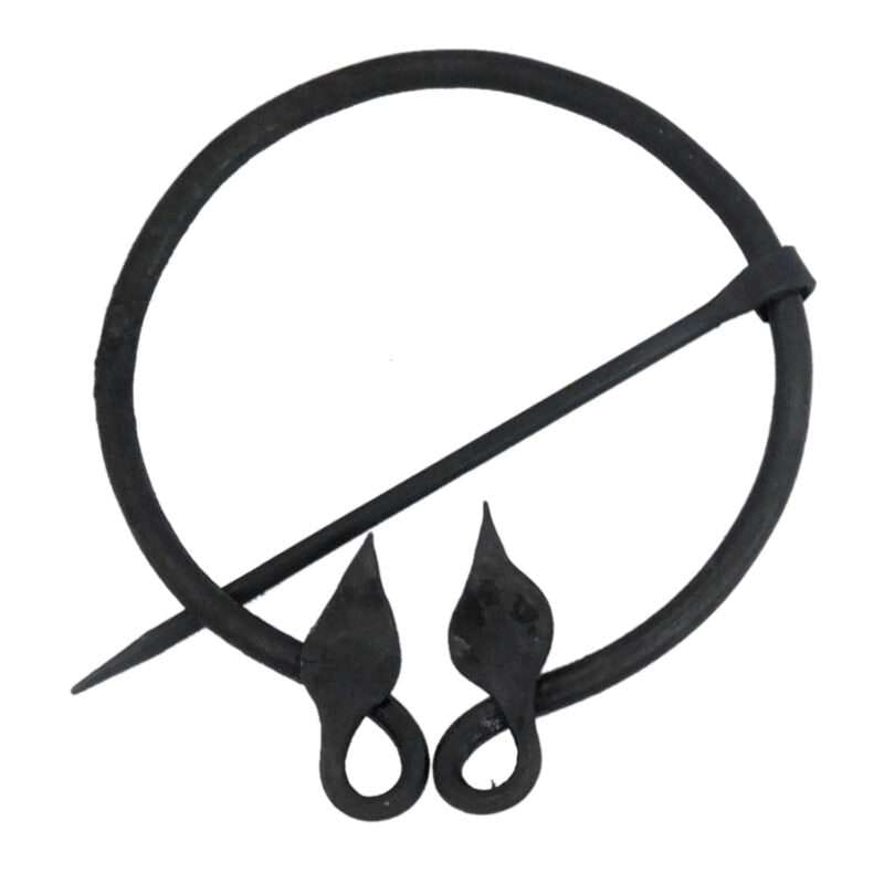 MRPin01 Hand Forged Black Iron Double Leaf Brooch