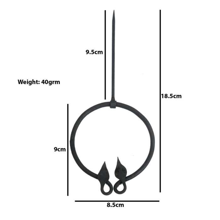 MRPin01 Hand-Forged Black Iron Double Leaf Brooch - Image 5