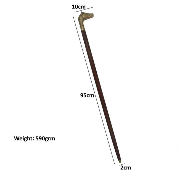 MRWS01 Walking Stick with Brass Horse Handle Grip - Image 4