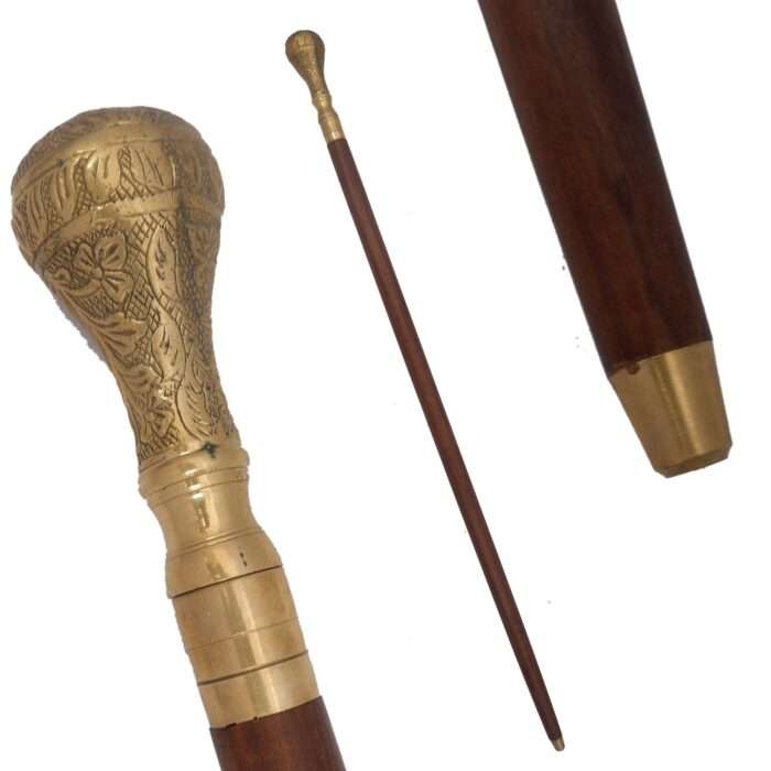 MRWS02 Walking Stick with Brass Knob Handle Grip - Image 5
