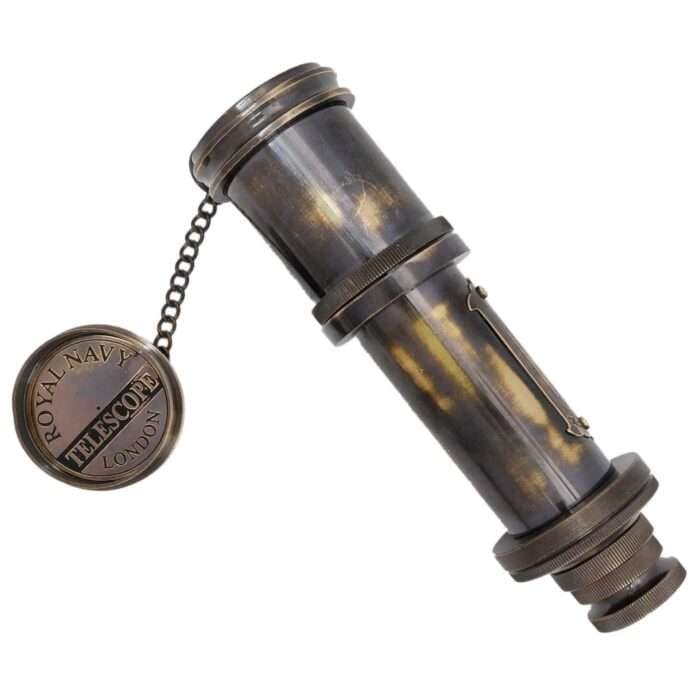 NT02a Antique Decor Spyglass Pirate Telescopewith Leather Box Telescope for Adventure Enthusiasts Monocular Nautical Decor for Gifting