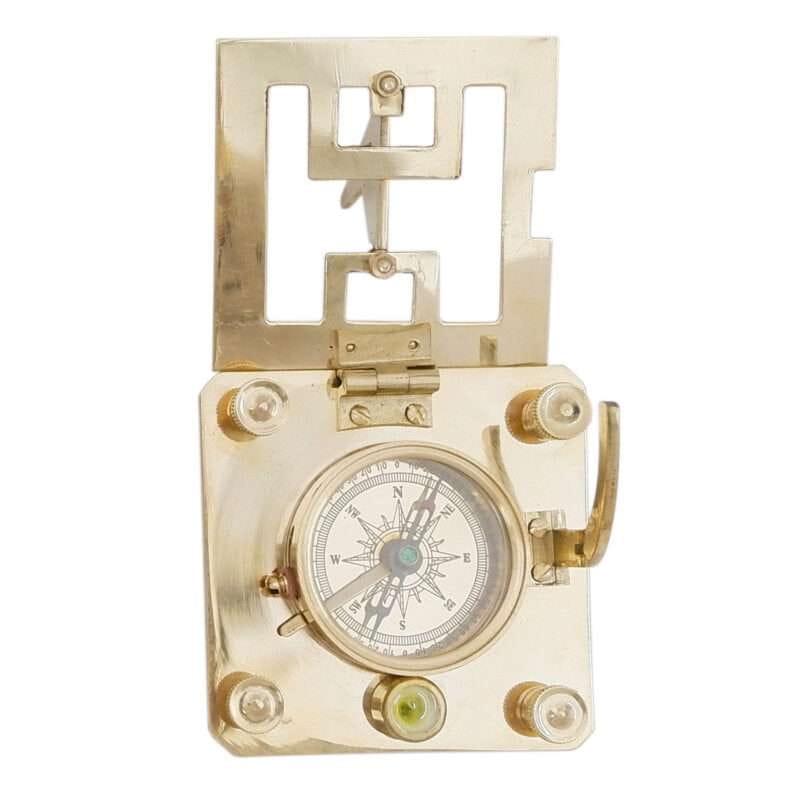 NT04 Antique Brass Sundial Compass with Wooden Box