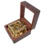 NT04f Antique Brass Sundial Compass with Wooden Box