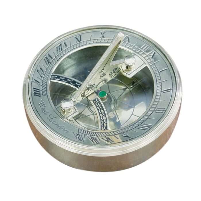 NT09d Vintage Compass and Sundial by ERA Collection Hiking Compass Outdoor Compass Engraved Compass Antique Nautical Solid Brass NT09 Vintage Compass and Sundial Hiking Compass - Image 5
