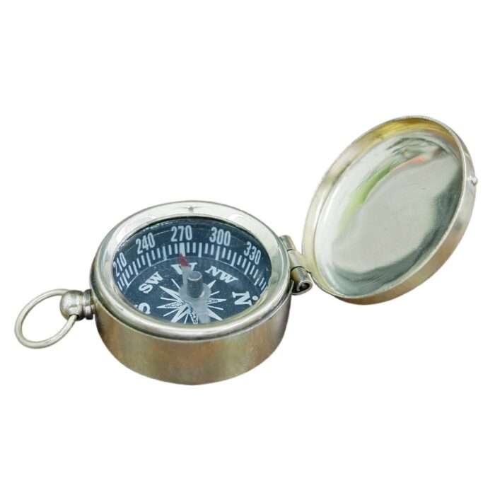 NT10c Chrome Finish Hunters Pocket Compass With Pouch Vintage handmade style compass NT10 Chrome Finish Hunters Pocket Compass - Image 4