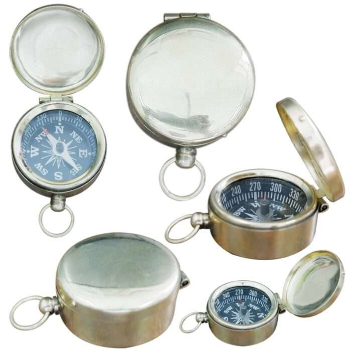 NT10f Chrome Finish Hunters Pocket Compass With Pouch Vintage handmade style compass NT10 Chrome Finish Hunters Pocket Compass - Image 7
