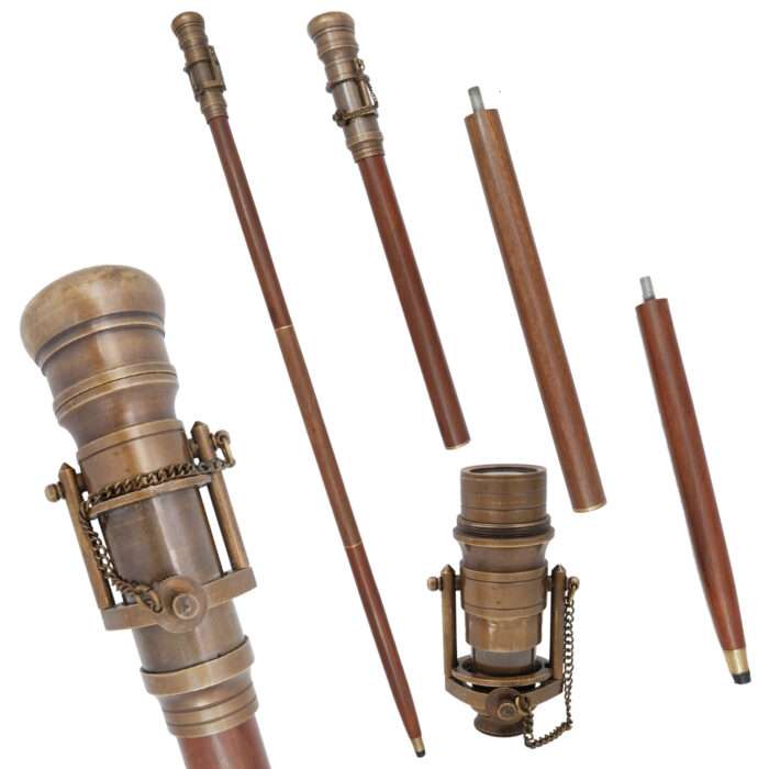 NT11h Victorian Walking Cane Nautical Antique Finish Walking Stick Telescope Collectible Wooden Cane with Brass Telescope Handle with Telescope Brass Handle Foldable Nautical Walking Stick NT11 Victorian Walking Cane - Image 9