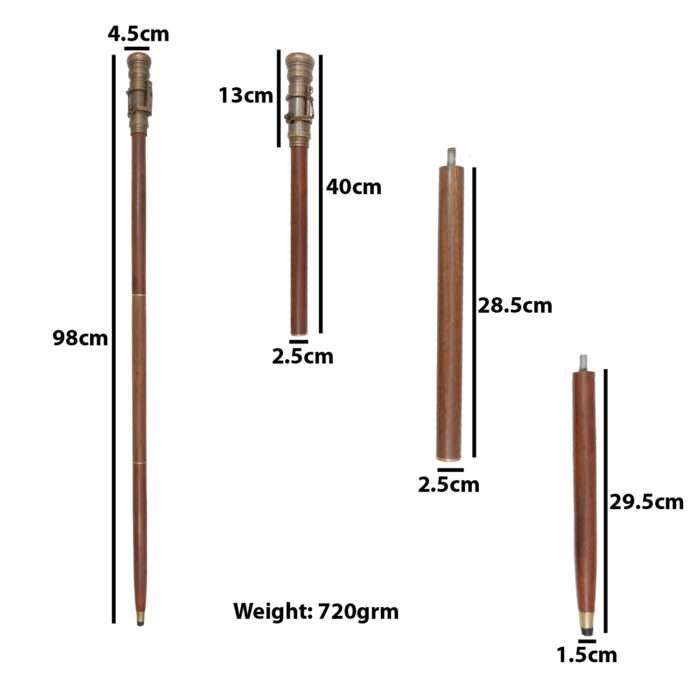 NT11i Victorian Walking Cane Nautical Antique Finish Walking Stick Telescope Collectible Wooden Cane with Brass Telescope Handle with Telescope Brass Handle Foldable Nautical Walking Stick NT11 Victorian Walking Cane - Image 10