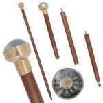 NT12 Antique Brass Compass On Top Head Handle Walking Stick - Image 7