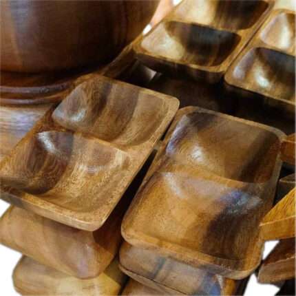 WP05 Wooden Two Section Rectangle Tray