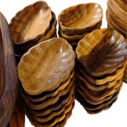 WP10 Carved Wood Salad Bowl Set