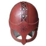 H179 Viking Helmet Leather with Chainmail Neck Guard