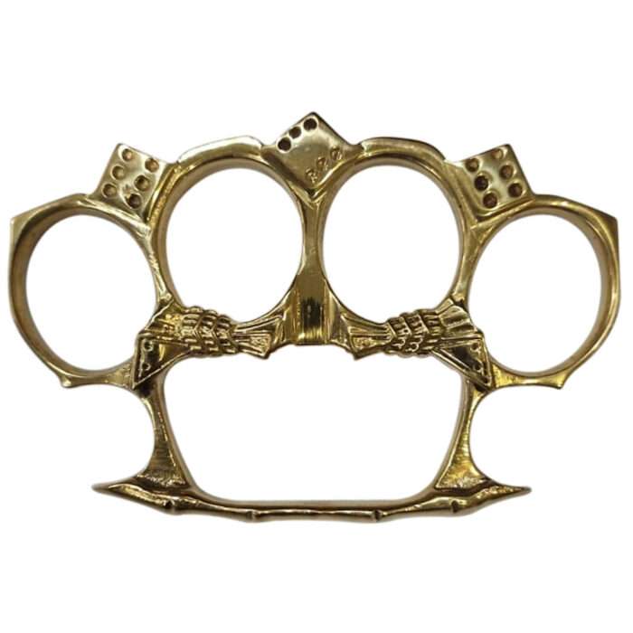 KD10 Four Finger Knuckle Design Brass Dice Motif Spade