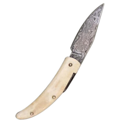 DM49 Bone Handle Damascus Pocket Knife