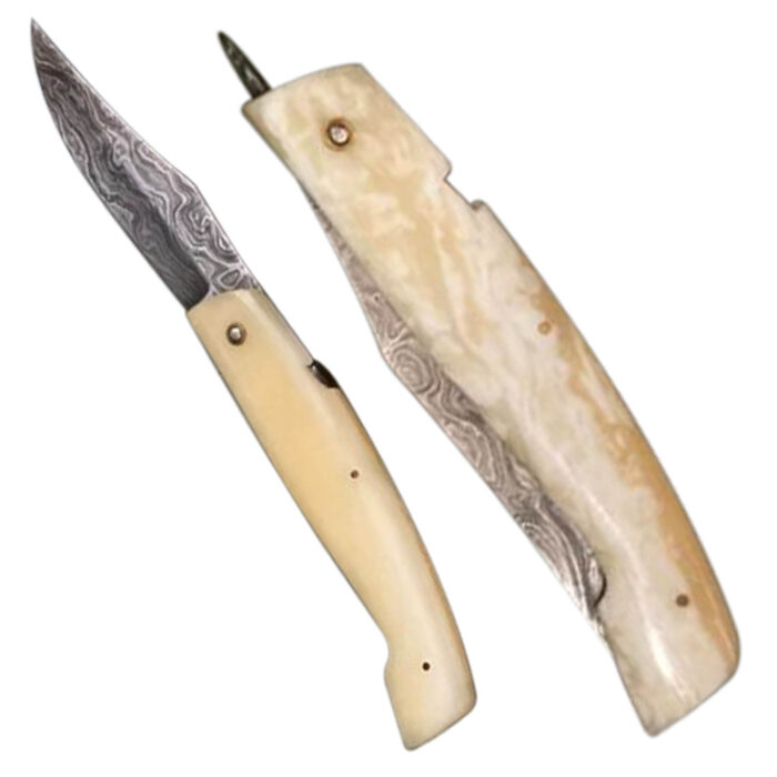 DM54 Trail Damascus Folding Knife - Image 2