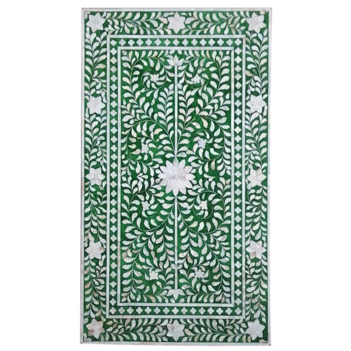 TB01a Royal Green Floral Inlay Table