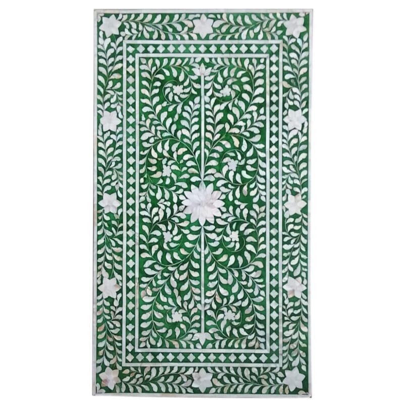 TB01a Royal Green Floral Inlay Table